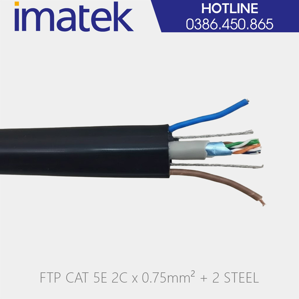 Cáp mạng thang máy Imatek CAT5E FTP + 2C x 0.75mm² + 2 steel